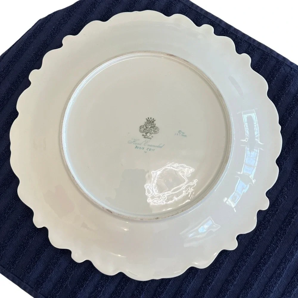JLMenau Graf Von Henneberg Porcelain Floral Serving Plate Hand Enameled Germany